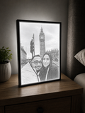 Black and White Illuminated Lithophane – Custom 3D Printed LED Frame